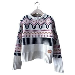 Kari Traa Molster Fair Isle Wool Blend Sweater Size M, Cream